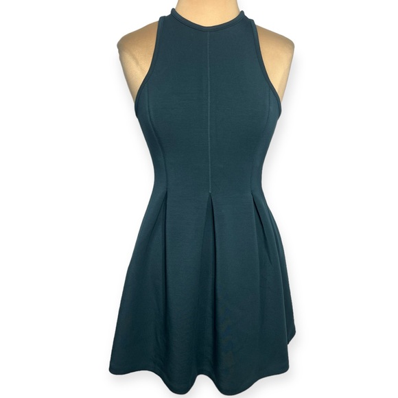 Athleta XS PETITE en route fit and flare scuba dress in dark teal blue green - Picture 4 of 11